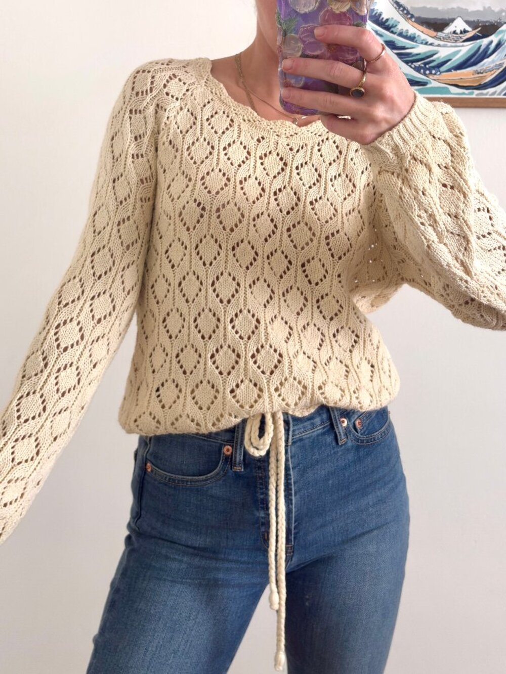 Marine Layer Manzanita Crochet Fringe Sweater – Size XS | Cream